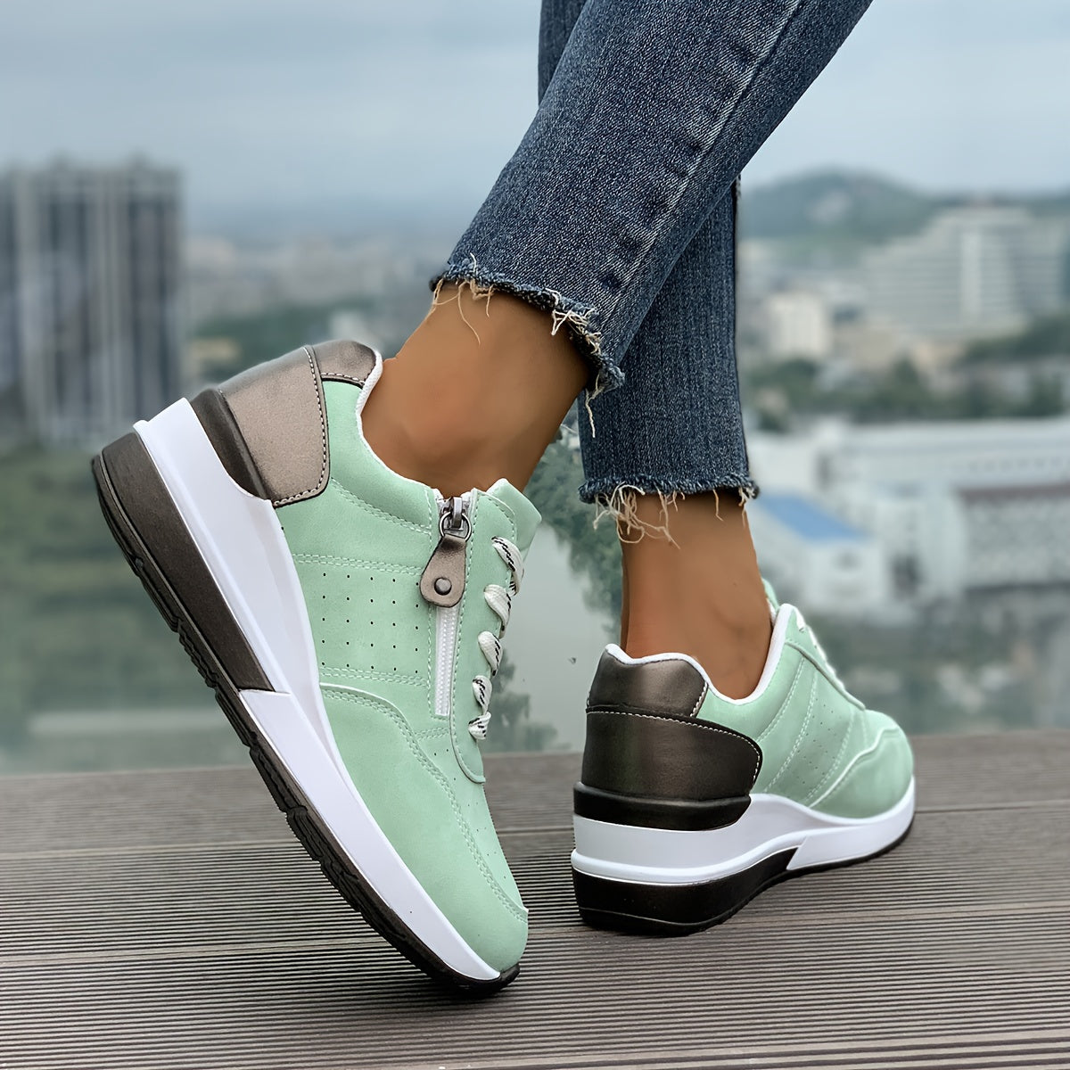 🔥Letzter Tag Promotion 60% RABATT - Bequeme orthopädische Damen-Sneaker mit seitlichem Reißverschluss und dicker Sohle