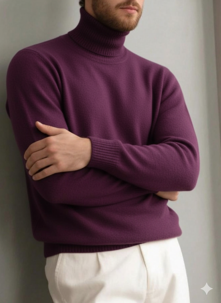Bequemer strukturierter Rollkragenpullover aus Kaschmir für Herren