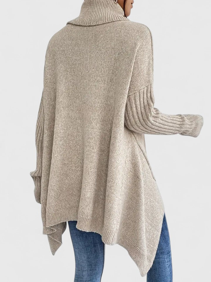 Casual Drop-shoulder Turtleneck Chunky Knit Sweater