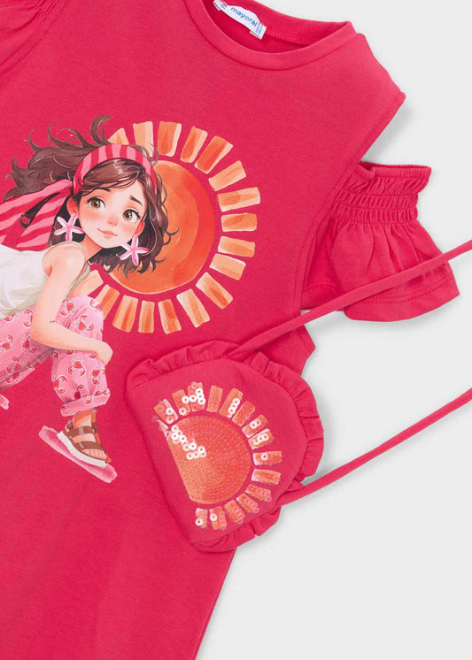 Kleid mit Schlitzen und Handtasche für Mädchen