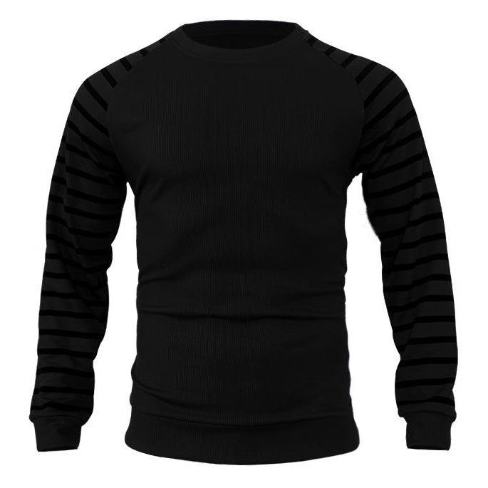Herren Waffelmuster Patchwork Pullover Raglanärmel Sweatshirt