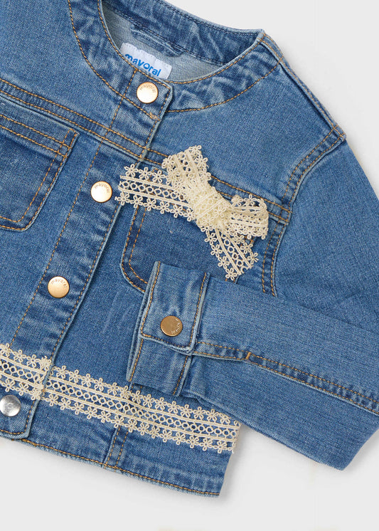 Mädchen-Jeansjacke mit Guipure-Details