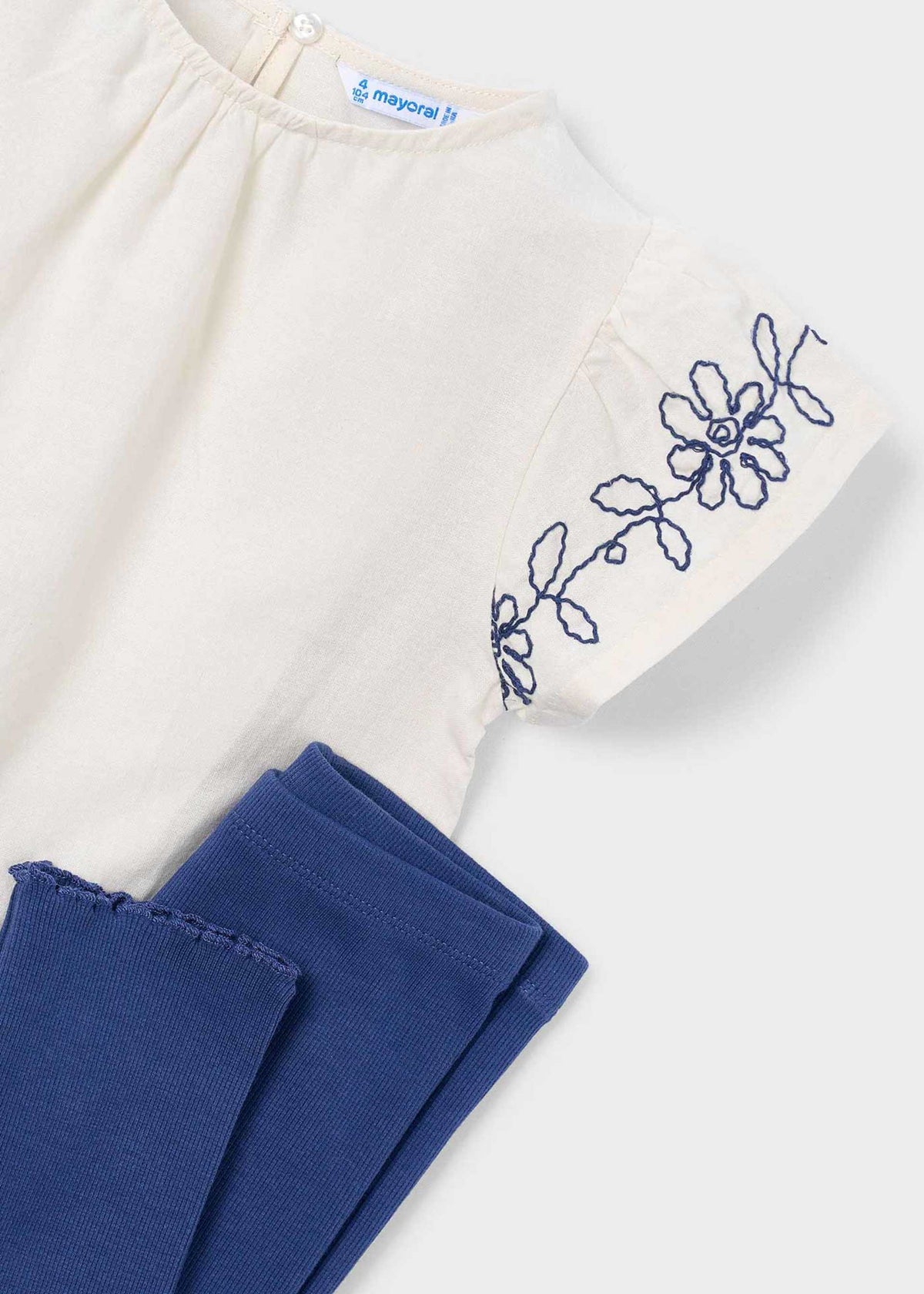 Leggings set girl with embroidered flowers