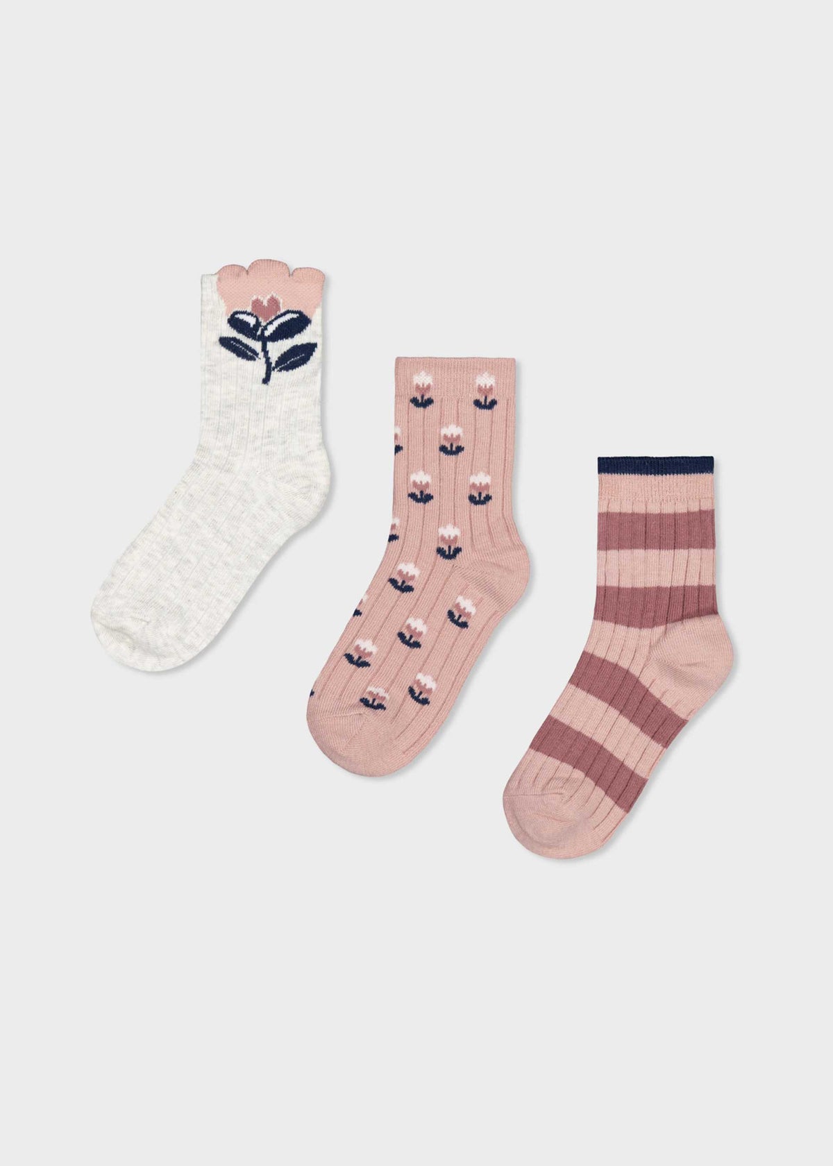 Set of 3 floral socks for girls