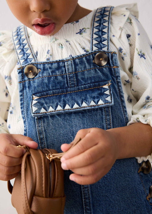 Girl embroidered dungarees
