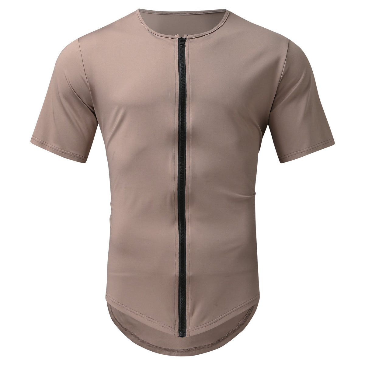 Patrick Zip Cardigan Rundhals Kurzarm T-Shirt