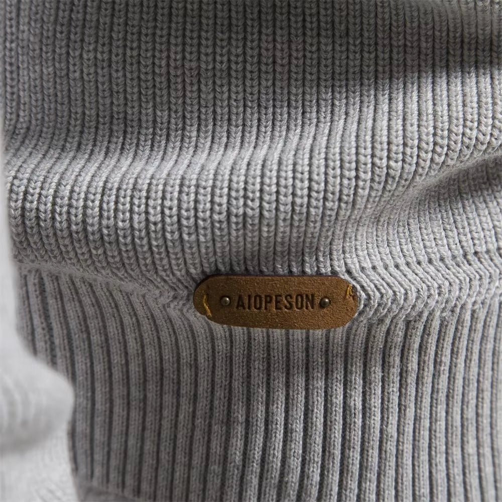 Men's Mock Neck Pullover Quarter Zipper Sweater
