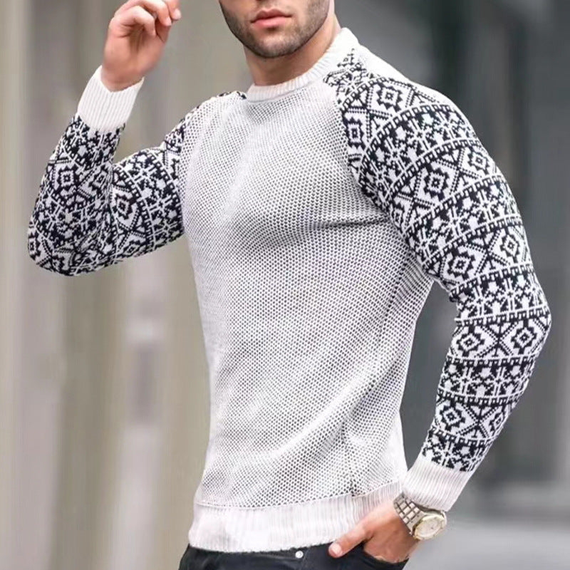 Herren Pullover Lässiger Langarm Rundhals-Pullover