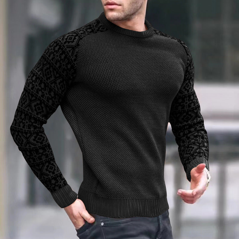 Herren Pullover Lässiger Langarm Rundhals-Pullover