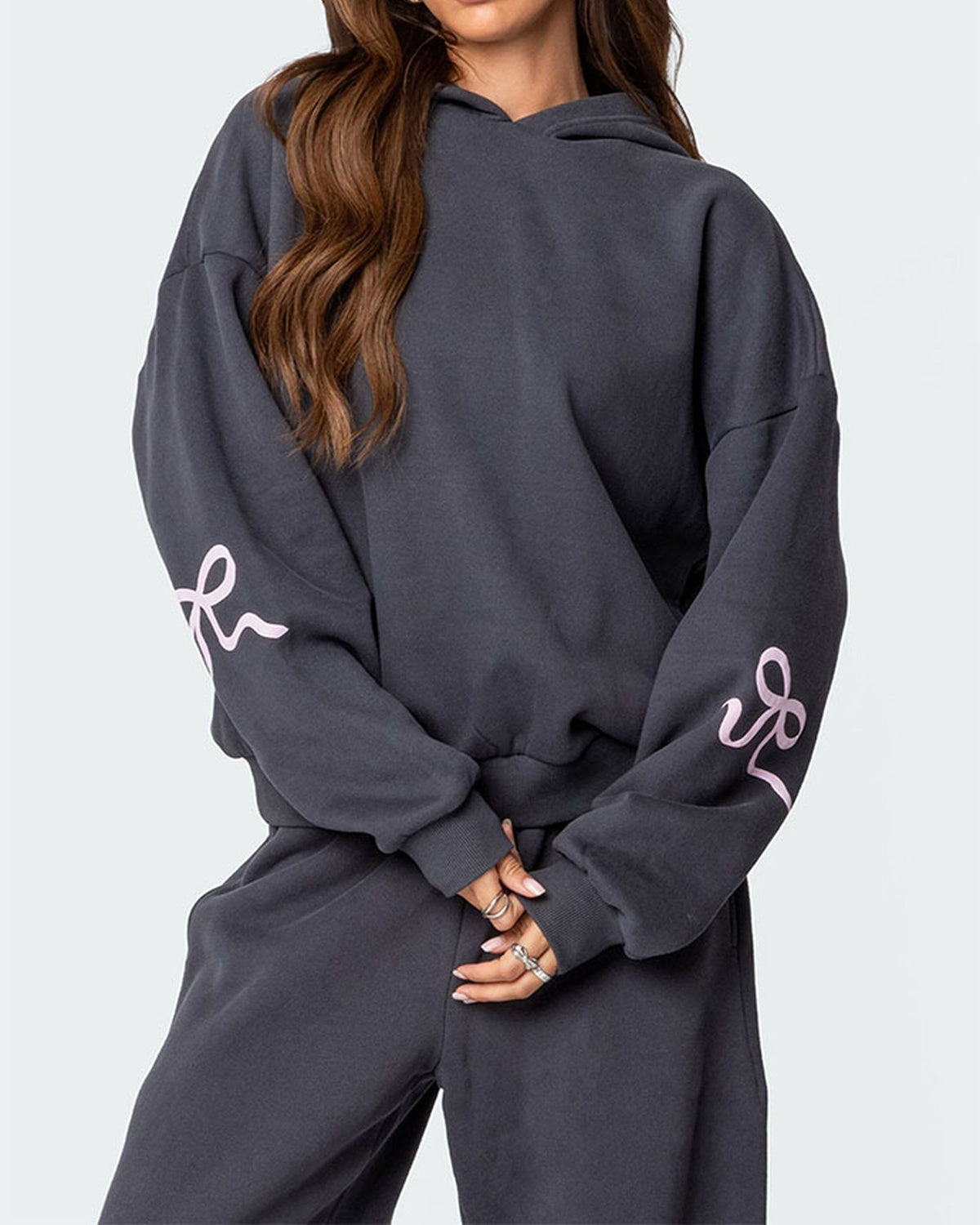 Christmas Sale 50% OFF - Women's Bow Detail Hoodie Sweat Set