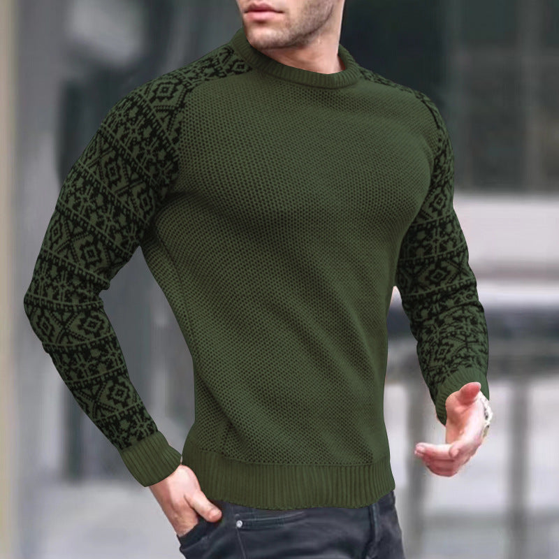 Herren Pullover Lässiger Langarm Rundhals-Pullover
