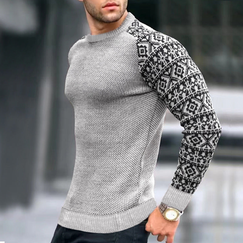 Herren Pullover Lässiger Langarm Rundhals-Pullover