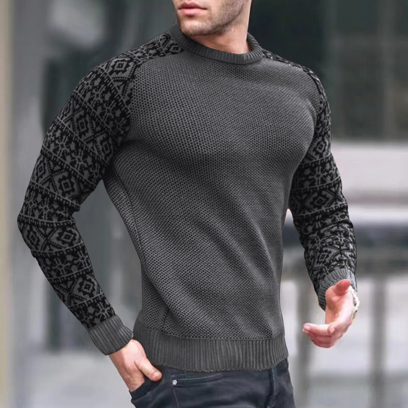Herren Pullover Lässiger Langarm Rundhals-Pullover