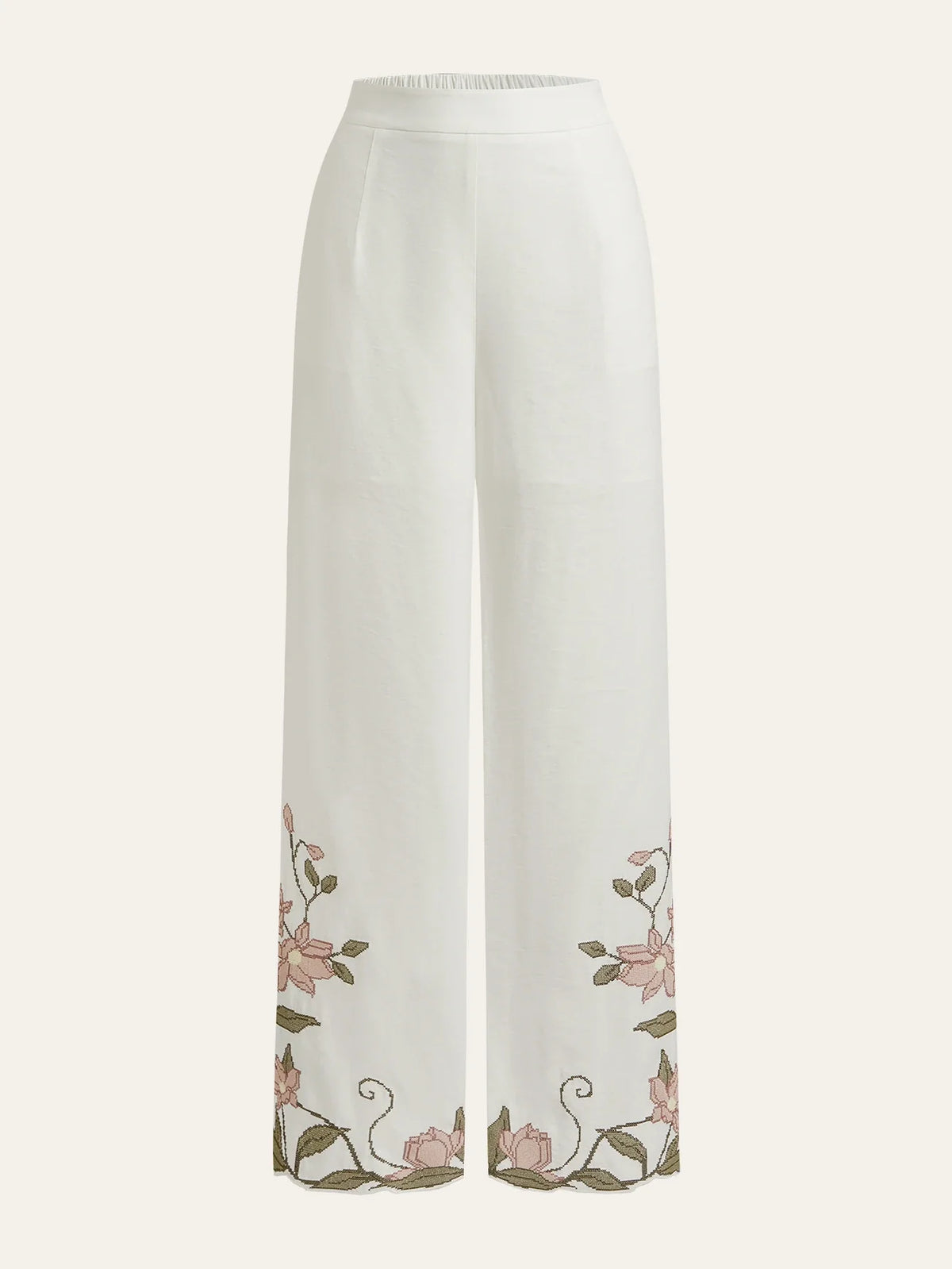 Women's White Elegant Casual Loose Pants
