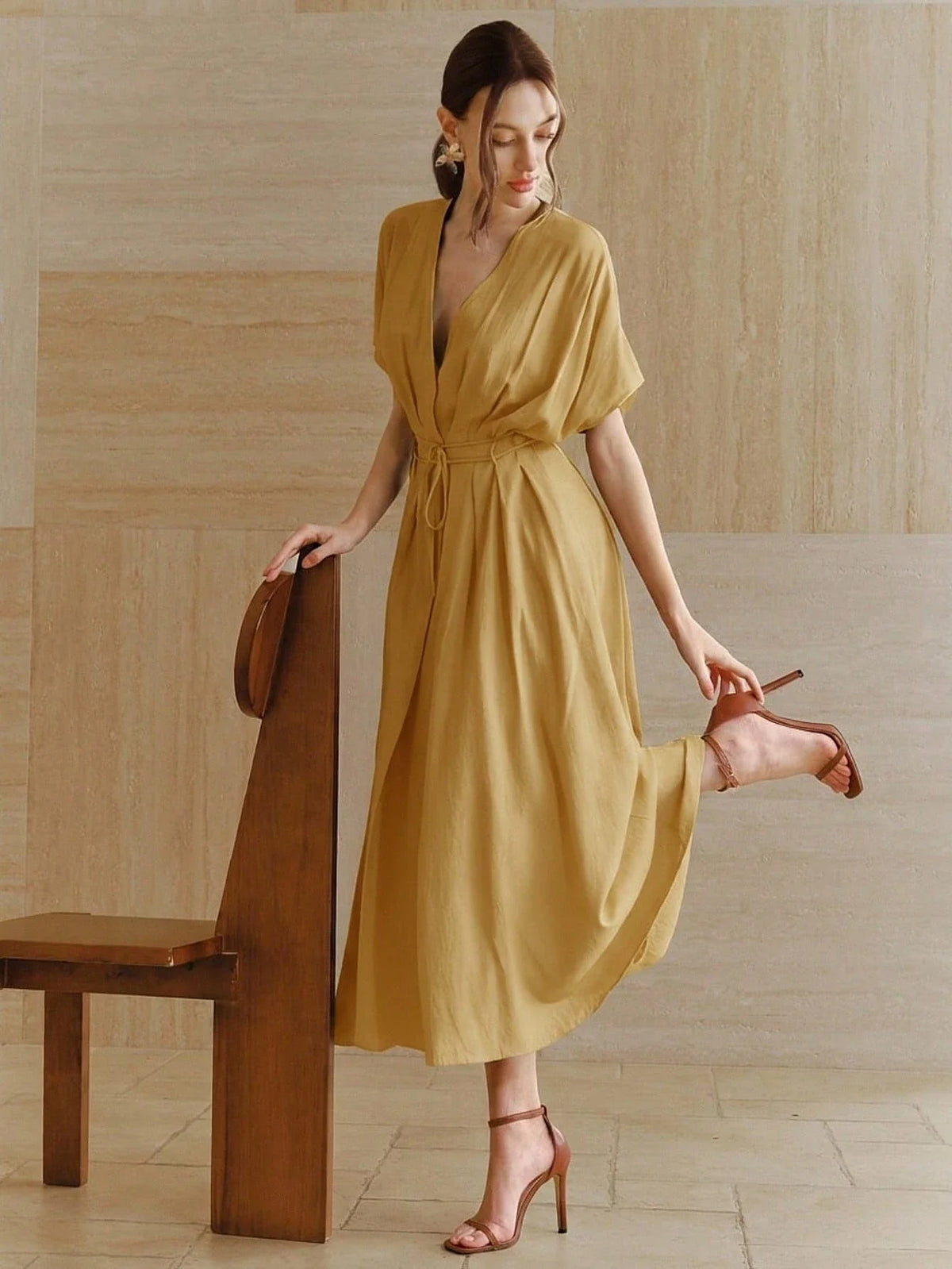 Women's New French Elegant Deep V-Neck  Dress