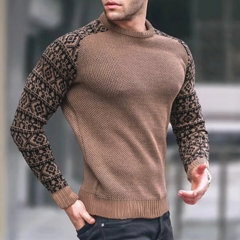 Herren Pullover Lässiger Langarm Rundhals-Pullover