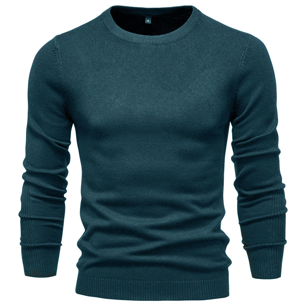 Men's Pullover Solid Color Warm Slim Crew Neck Sweater