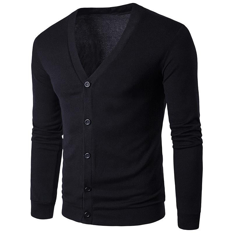 Herren Strickcardigan mit V-Ausschnitt und Unifarbe