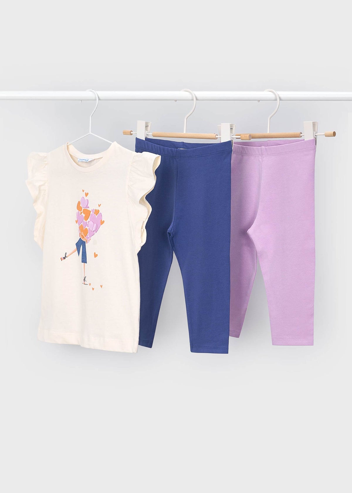 3-teiliges Set mit Herz-Leggings für Mädchen