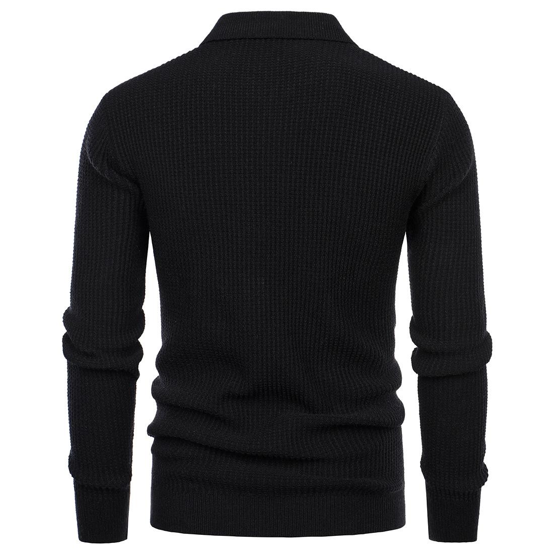 Herren Revers Pullover Waffel-Half-Zipper Slim Fit Pullover