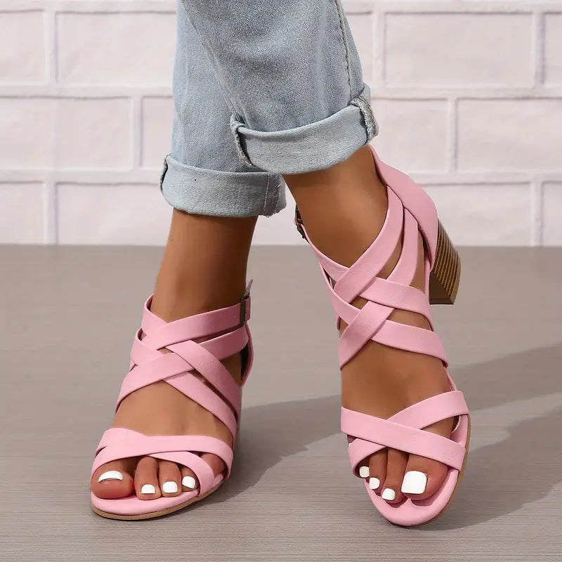 🔥Letzte Tagesaktion 50 % RABATT - Retro-Sandalen mit gestapeltem Absatz und orthopädischem Fußbett für Damen
