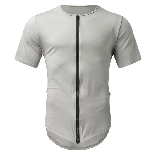 Patrick Zip Cardigan Rundhals Kurzarm T-Shirt