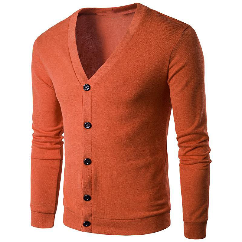 Herren Strickcardigan mit V-Ausschnitt und Unifarbe