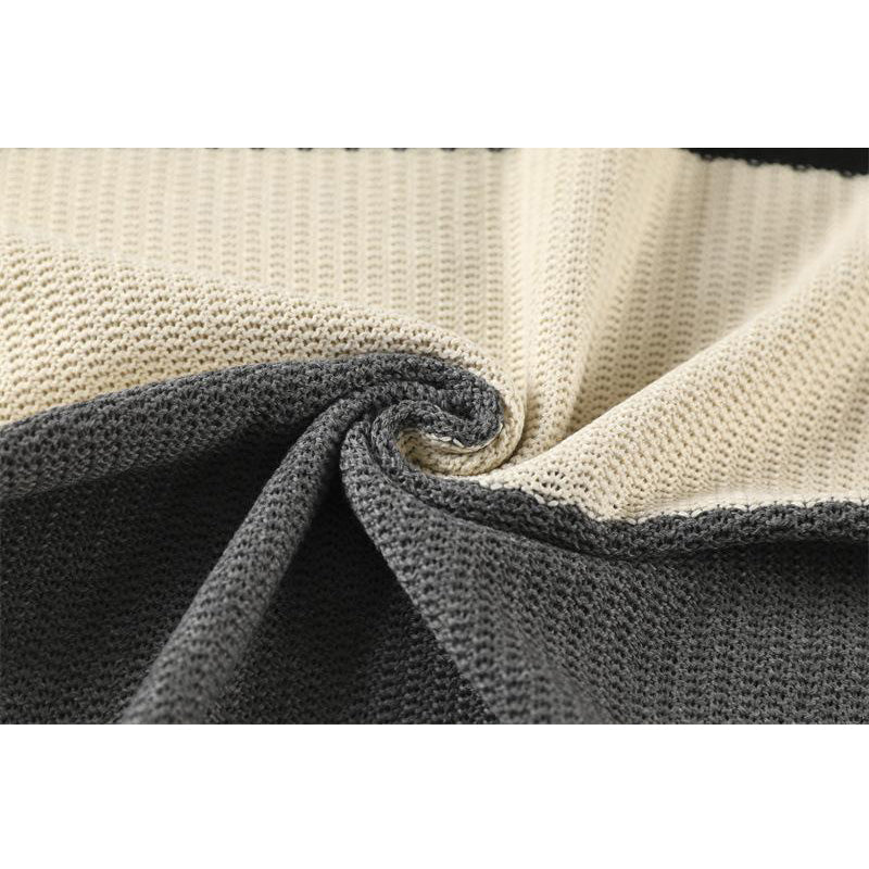 Herren Colorblock Gestreifter Slim Fit Rundhals Pullover