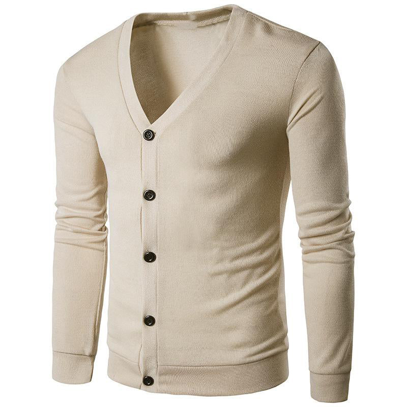 Herren Strickcardigan mit V-Ausschnitt und Unifarbe