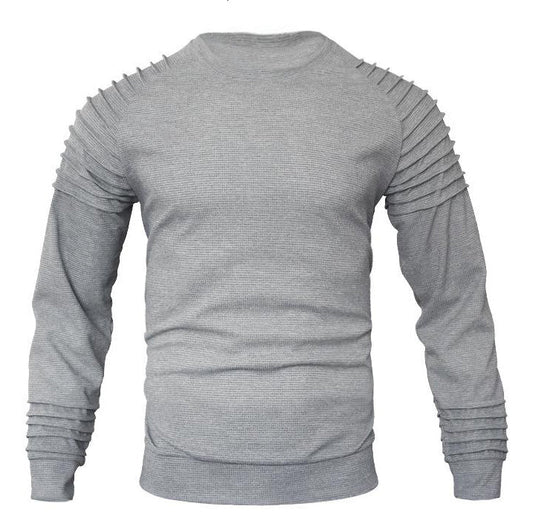Herren-Sweatshirt mit Waffelmuster, Patchwork, Rundhalsausschnitt und Raglanärmeln