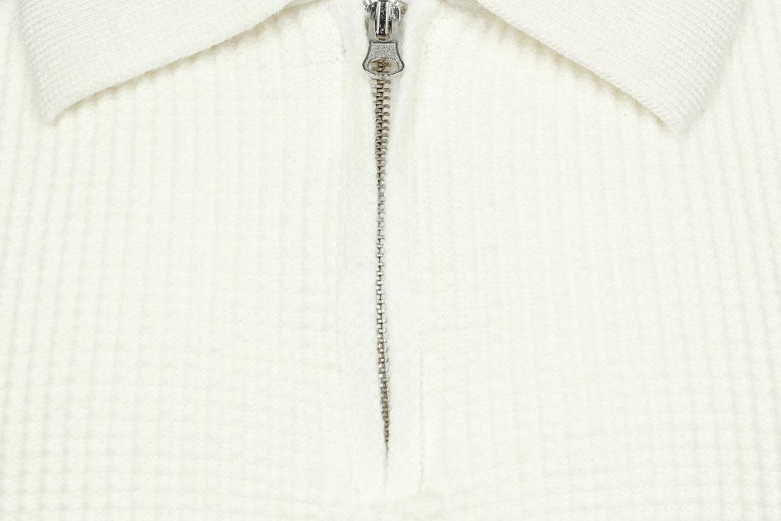 Herren Revers Pullover Waffel-Half-Zipper Slim Fit Pullover