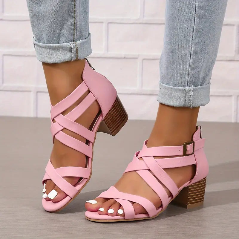 🔥Letzte Tagesaktion 50 % RABATT - Retro-Sandalen mit gestapeltem Absatz und orthopädischem Fußbett für Damen