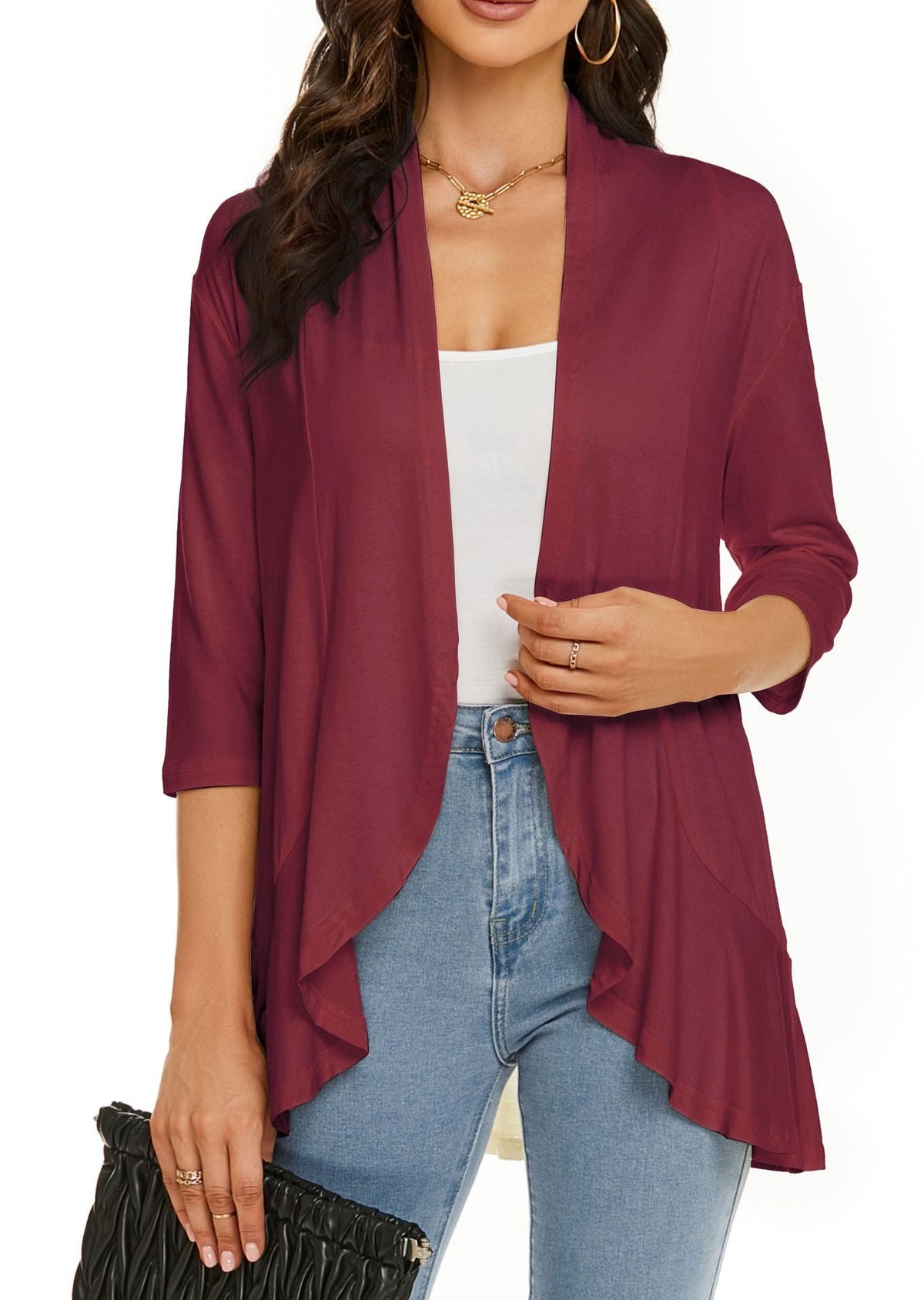 ✨Top-3 Sale Cardigan 2025✨|Women Fall/Winter Lightweight Open Front Casual Ruffle Cardigan