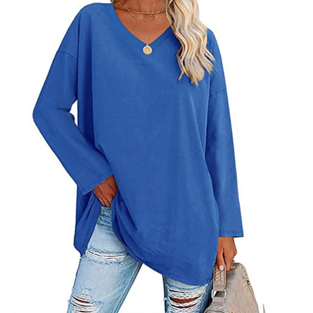 🔥Bis zu 69 % RABATT heute🔥Damen Herbst/Winter 2025 Oversize-Oberteile Langarm Lässige V-Ausschnitt Loose T-Shirts