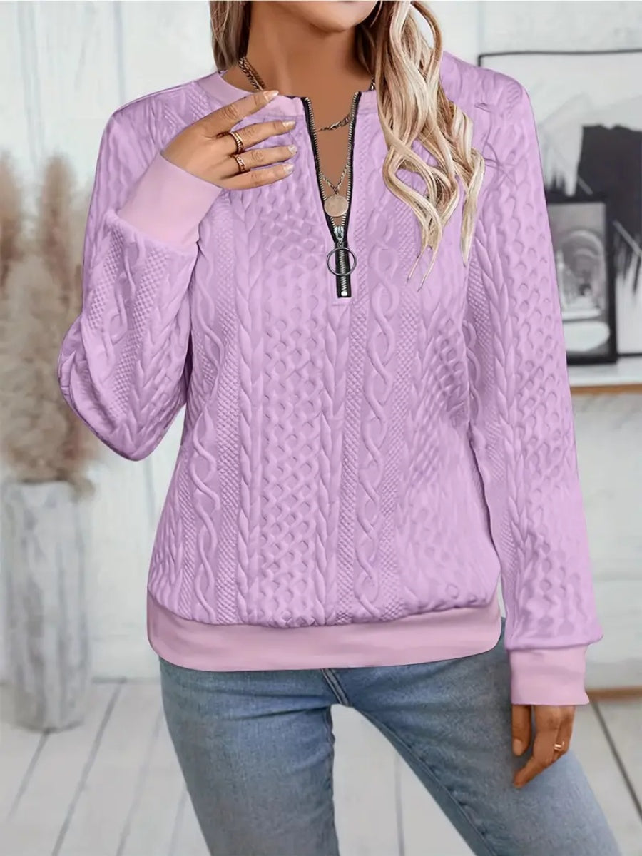 ✨Best-1 Sale Sweatshirt 2025✨Damen elegantes Sweatshirt mit Schlangenmuster und Reißverschluss Langarm Rundhals Freizeit-Pullover