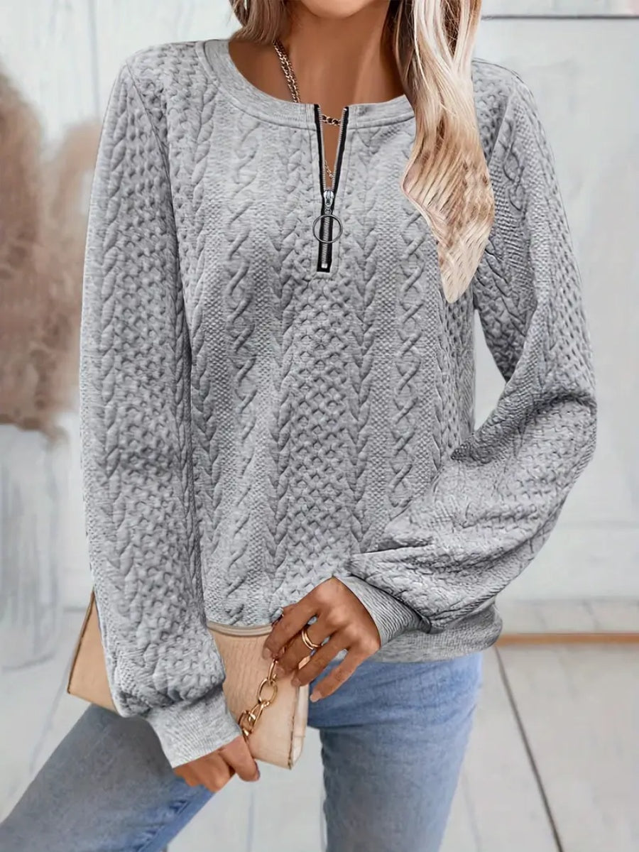 ✨Best-1 Sale Sweatshirt 2025✨Damen elegantes Sweatshirt mit Schlangenmuster und Reißverschluss Langarm Rundhals Freizeit-Pullover