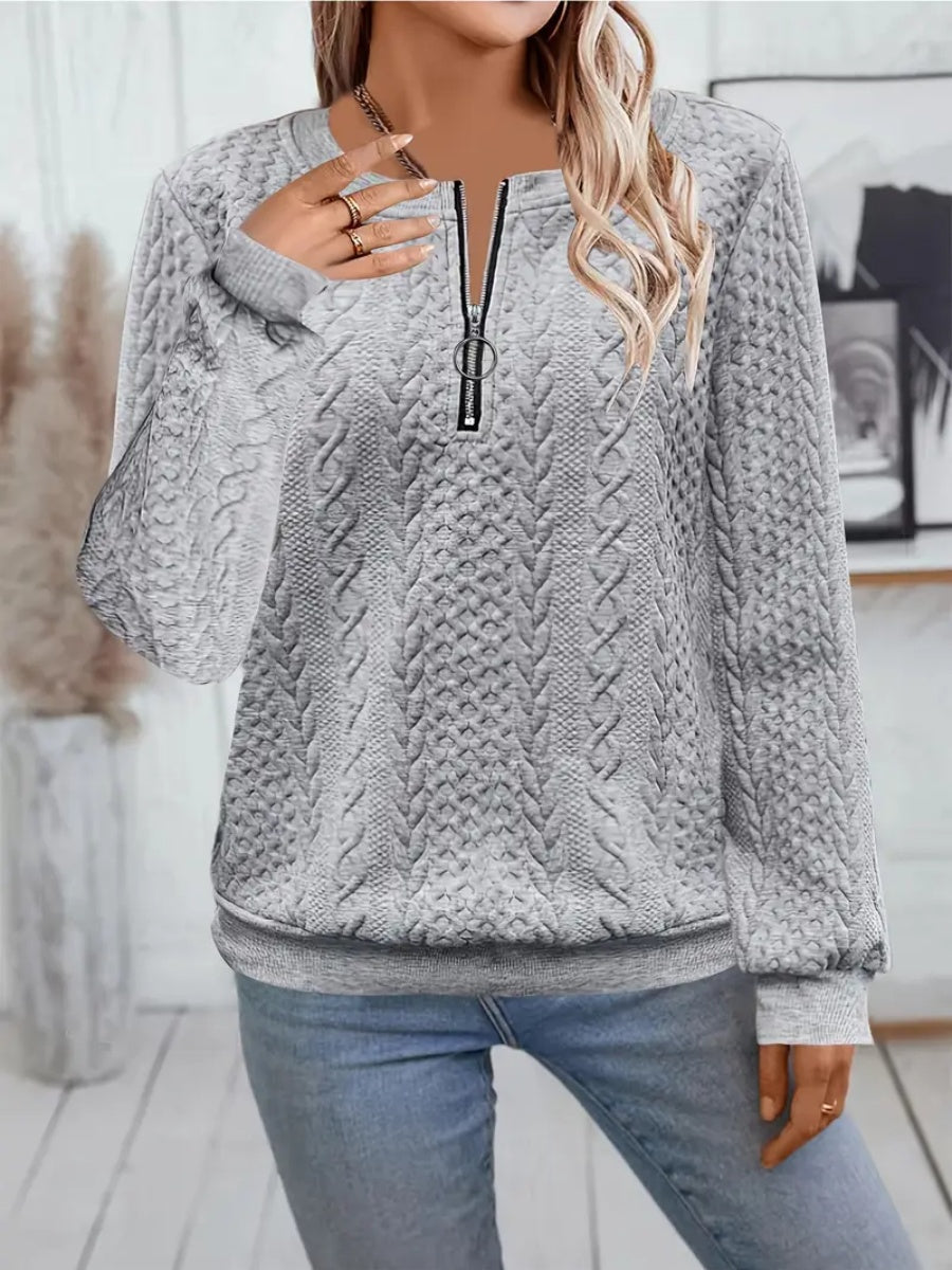 ✨Best-1 Sale Sweatshirt 2025✨Damen elegantes Sweatshirt mit Schlangenmuster und Reißverschluss Langarm Rundhals Freizeit-Pullover