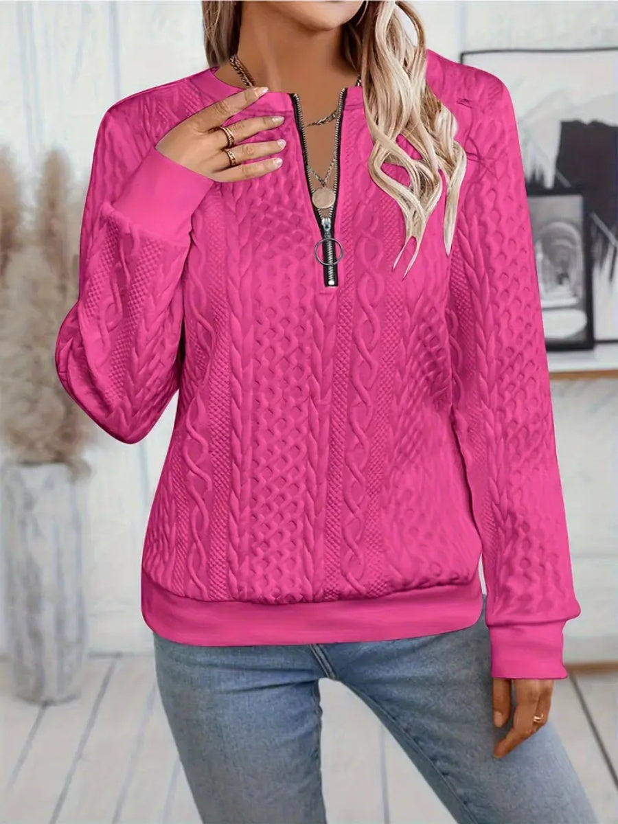 ✨Best-1 Sale Sweatshirt 2025✨Damen elegantes Sweatshirt mit Schlangenmuster und Reißverschluss Langarm Rundhals Freizeit-Pullover
