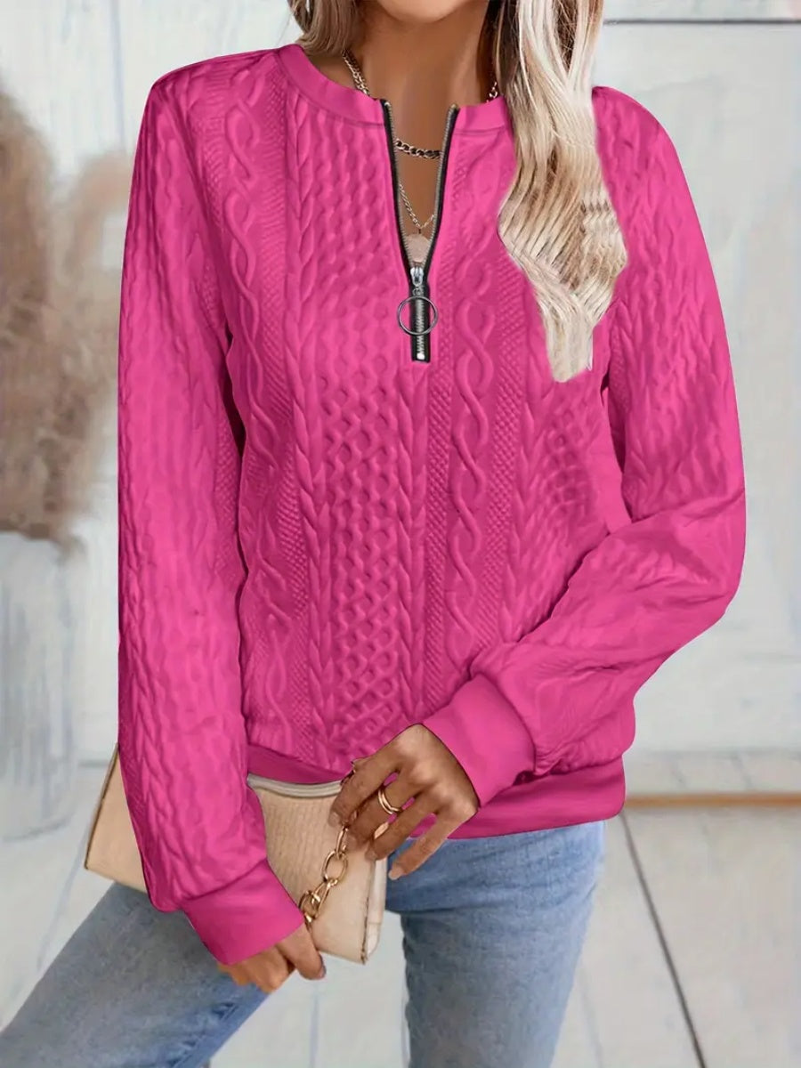 ✨Best-1 Sale Sweatshirt 2025✨Damen elegantes Sweatshirt mit Schlangenmuster und Reißverschluss Langarm Rundhals Freizeit-Pullover