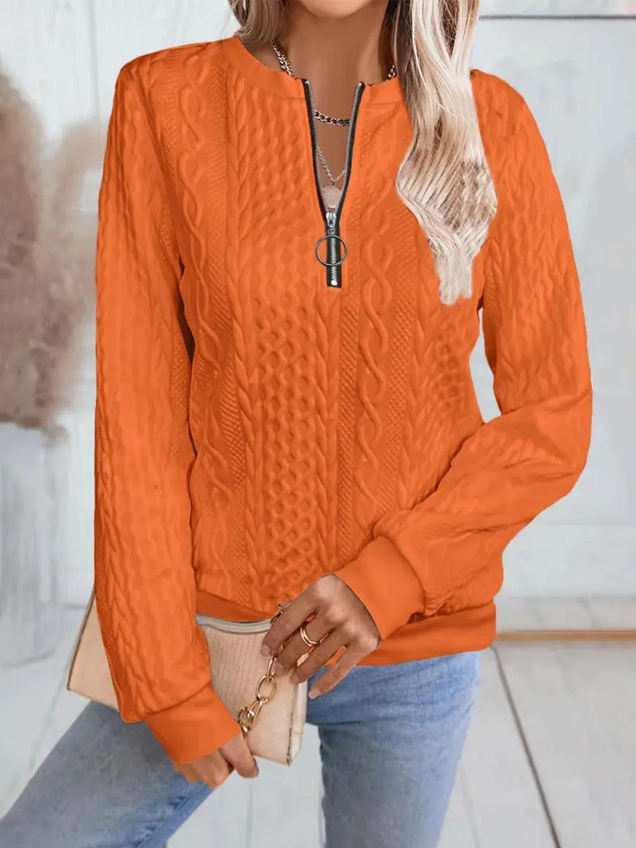 ✨Best-1 Sale Sweatshirt 2025✨Damen elegantes Sweatshirt mit Schlangenmuster und Reißverschluss Langarm Rundhals Freizeit-Pullover