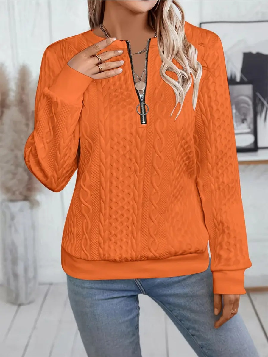 ✨Best-1 Sale Sweatshirt 2025✨Damen elegantes Sweatshirt mit Schlangenmuster und Reißverschluss Langarm Rundhals Freizeit-Pullover
