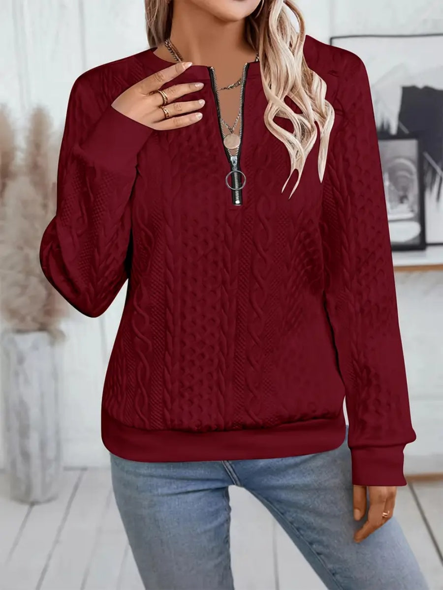 ✨Best-1 Sale Sweatshirt 2025✨Damen elegantes Sweatshirt mit Schlangenmuster und Reißverschluss Langarm Rundhals Freizeit-Pullover