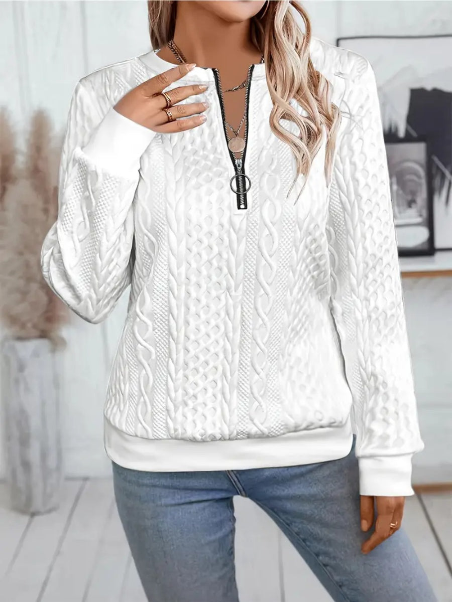 ✨Best-1 Sale Sweatshirt 2025✨Damen elegantes Sweatshirt mit Schlangenmuster und Reißverschluss Langarm Rundhals Freizeit-Pullover