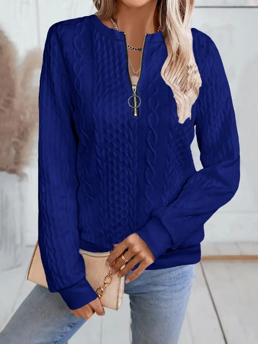 ✨Best-1 Sale Sweatshirt 2025✨Damen elegantes Sweatshirt mit Schlangenmuster und Reißverschluss Langarm Rundhals Freizeit-Pullover