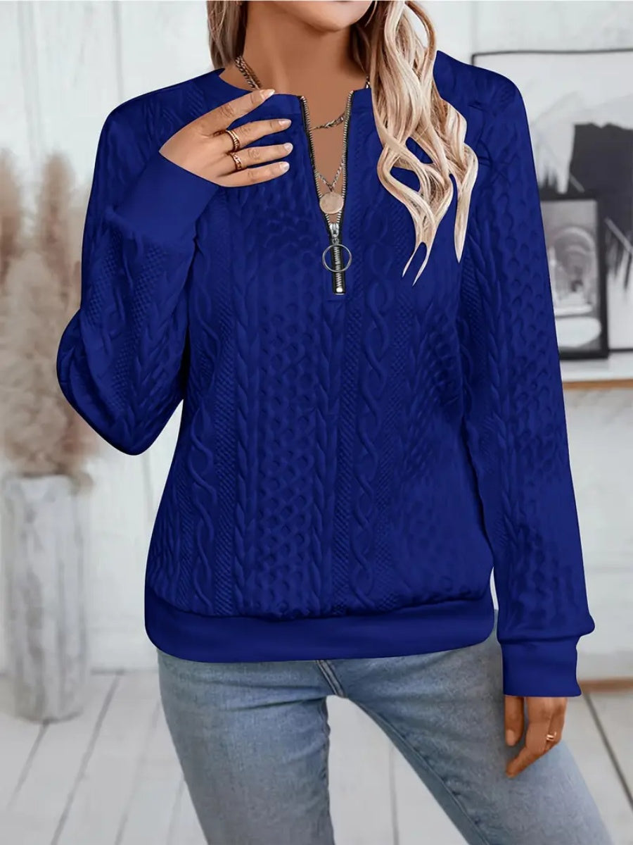 ✨Best-1 Sale Sweatshirt 2025✨Damen elegantes Sweatshirt mit Schlangenmuster und Reißverschluss Langarm Rundhals Freizeit-Pullover