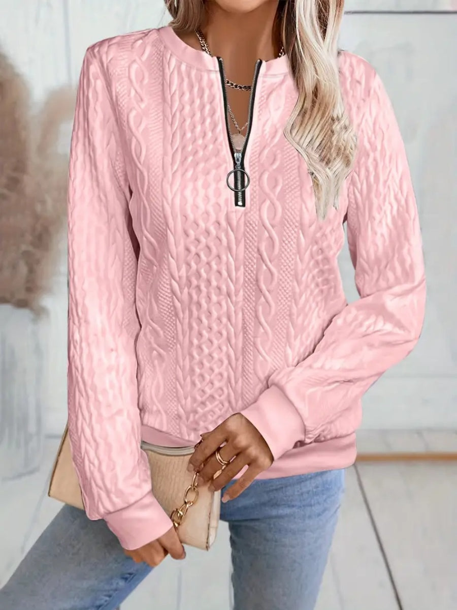 ✨Best-1 Sale Sweatshirt 2025✨Damen elegantes Sweatshirt mit Schlangenmuster und Reißverschluss Langarm Rundhals Freizeit-Pullover