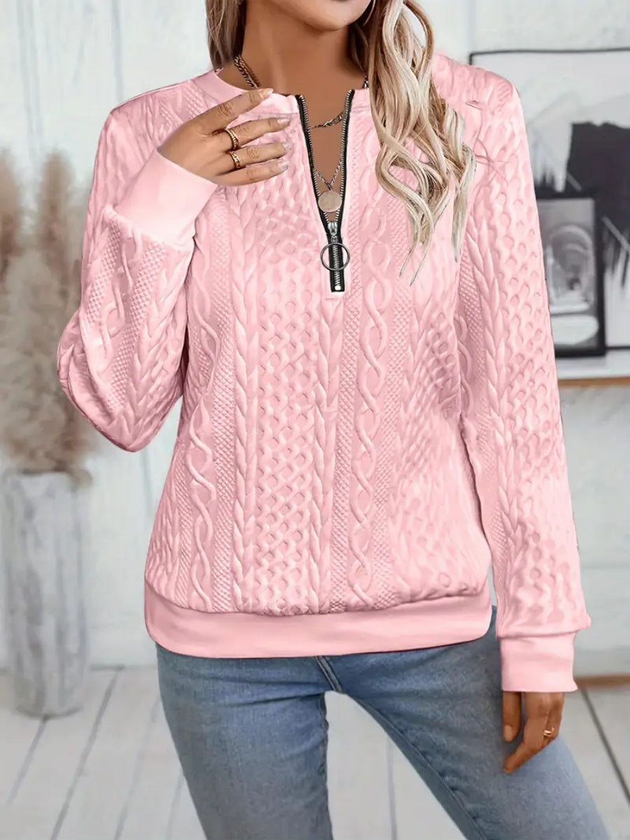 ✨Best-1 Sale Sweatshirt 2025✨Damen elegantes Sweatshirt mit Schlangenmuster und Reißverschluss Langarm Rundhals Freizeit-Pullover