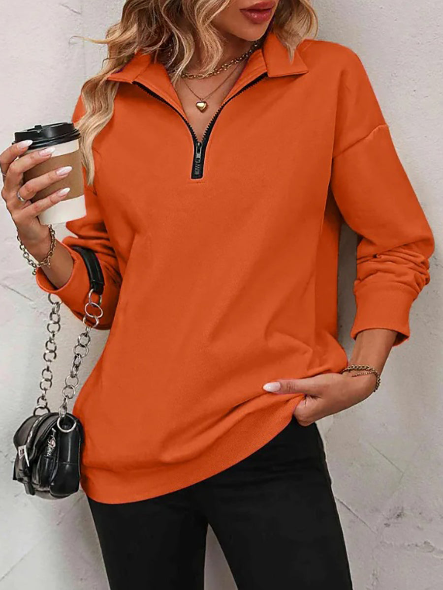 ✨Best-1 Sale Pullover✨Damen Herbst/Winter Zip-Up Sweatshirt mit überschnittenen Schultern