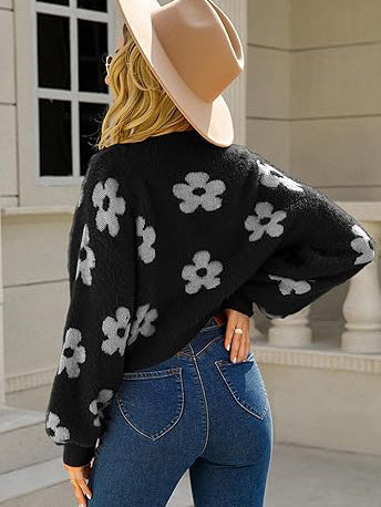✨Top-1 Sale Cardigan 2025✨|Damen Herbst/Winter Leichter Strickcardigan mit Blumenmuster und offener Vorderseite