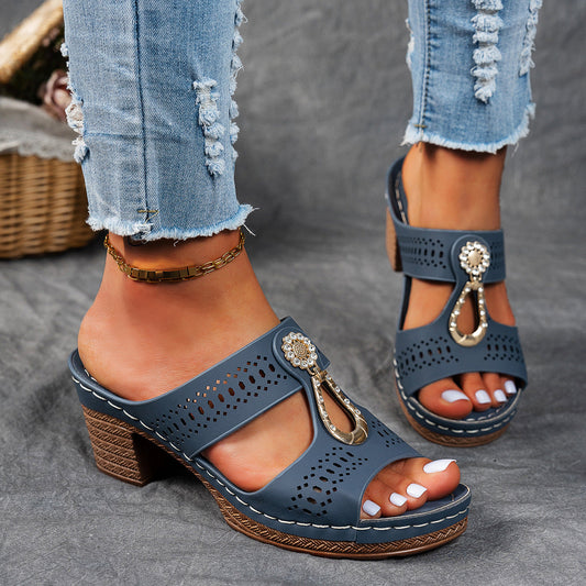 Orthopädische Strass-Absatzsandalen